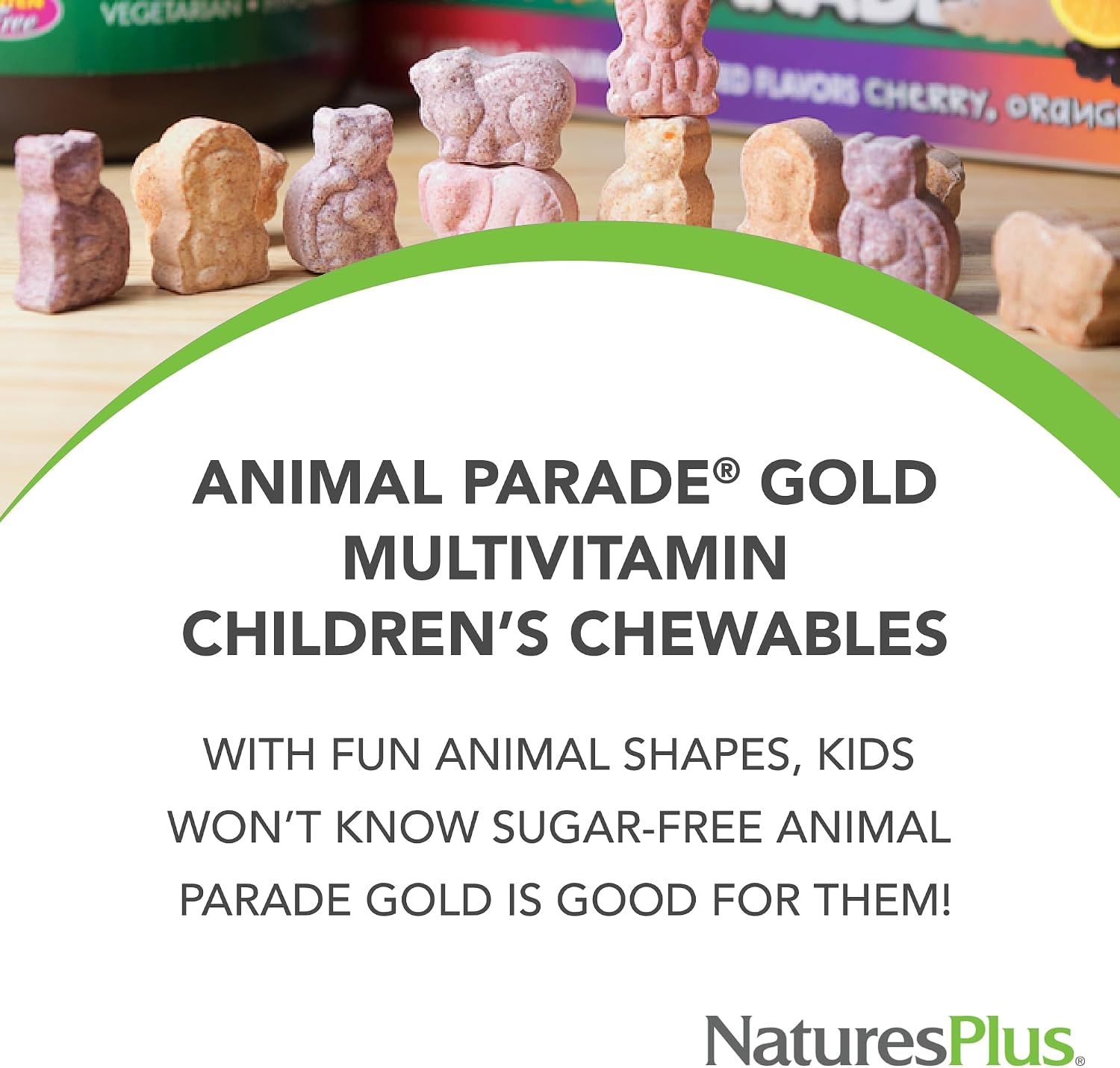 NaturesPlus Animal Parade Source of Life Gold Multivitamínico Infantil - Sabor Naranja - 120 Comprimidos