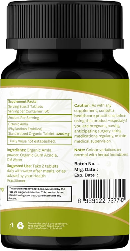 ORGANIC SPREE Tabletas de Amla Orgánico - 1200 mg por dosis - Grosella Espinosa India, Suplemento Rico en Vitamina C, Apoya – Image 8