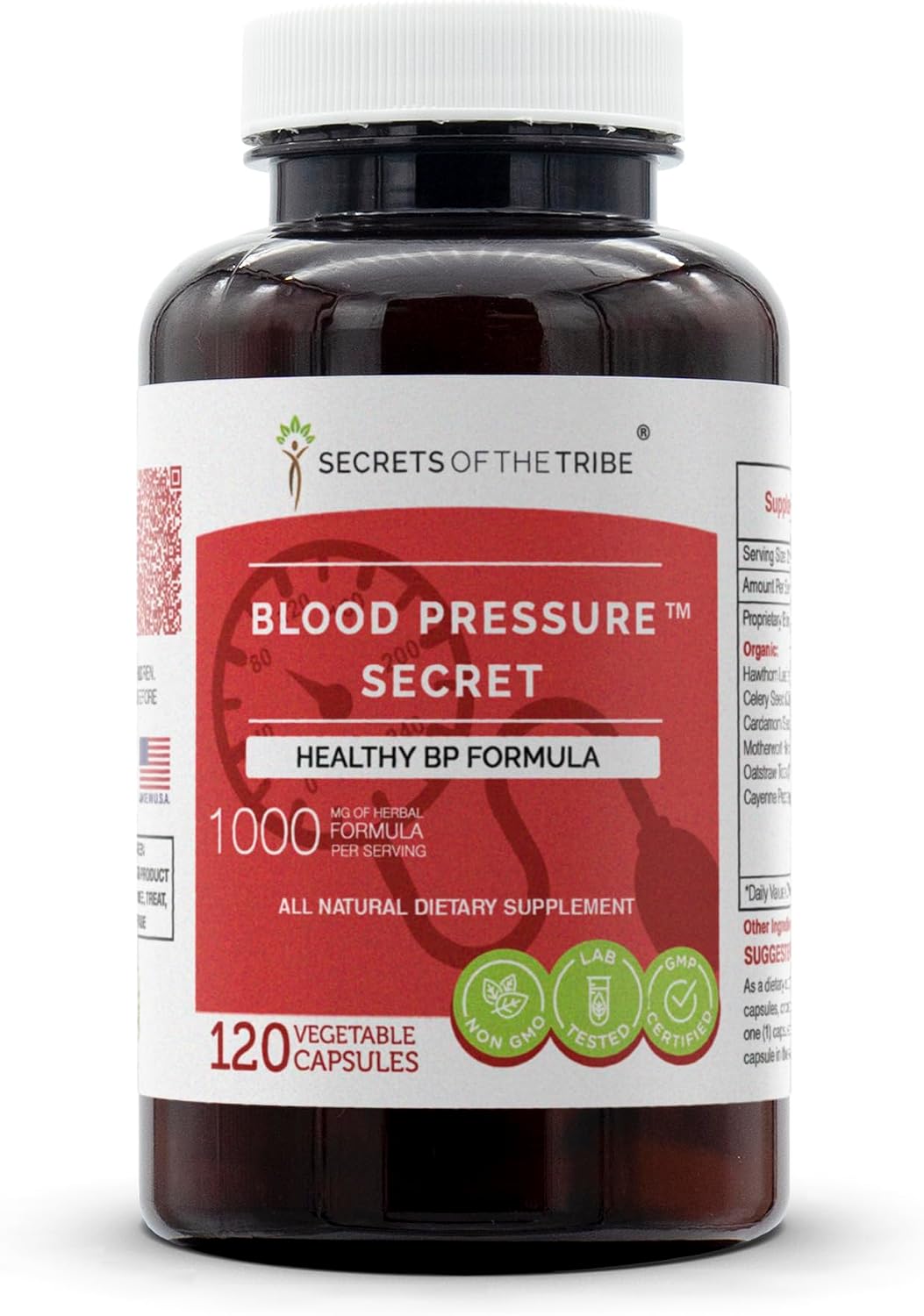 Secrets of the Tribe - Blood Pressure Secret, Fórmula para la Circulación Saludable, Mezcla de Suplementos Herbales (60 Cápsulas)