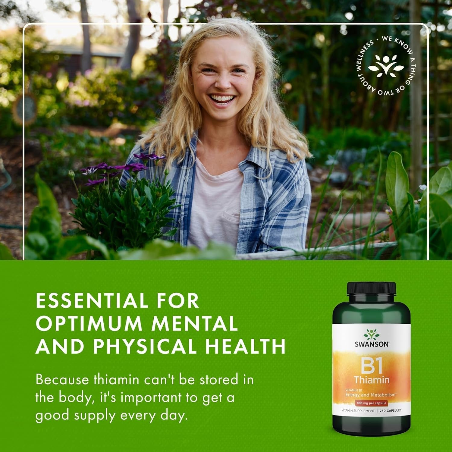 Swanson Vitamina B1 (Tiamina) 100 mg - 250 Cápsulas
