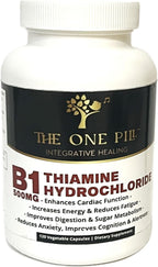 Vitamina B1 Tiamina Hidrocloruro 500mg - 120 Cápsulas Veganas | The One Pill Integrative Healing