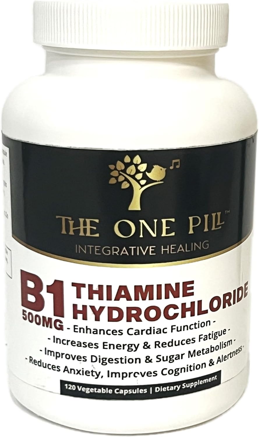 Vitamina B1 Tiamina Hidrocloruro 500mg - 120 Cápsulas Veganas | The One Pill Integrative Healing