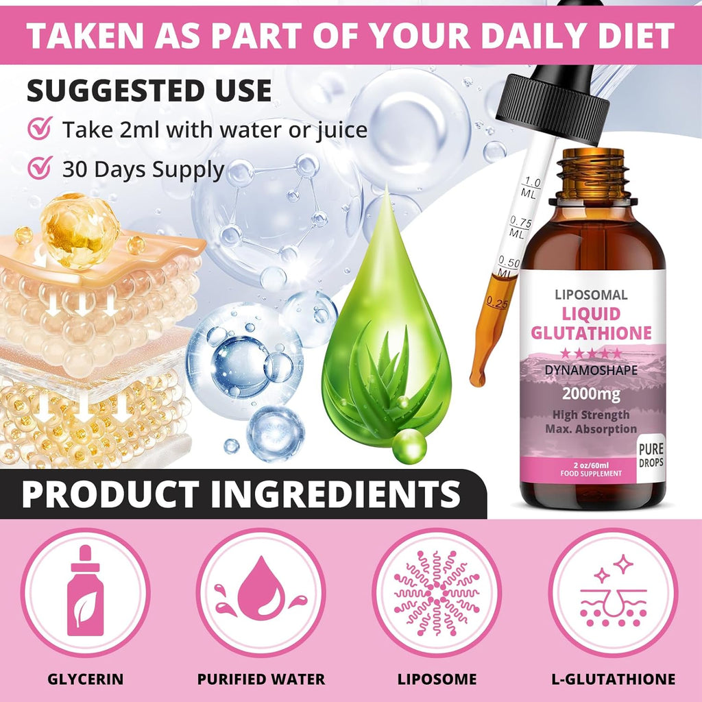 Glutatión Liposomal 2000 mg con Vitamina C - Suplemento Líquido Antioxidante