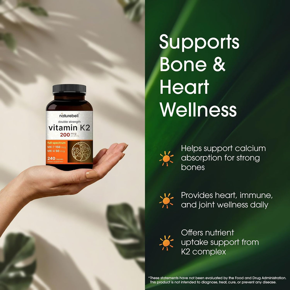 NatureBell Vitamina K2 - 200 mcg MK-7 y MK-4 – Mantenimiento de los huesos: La vitamina K contribuye al – Image 4