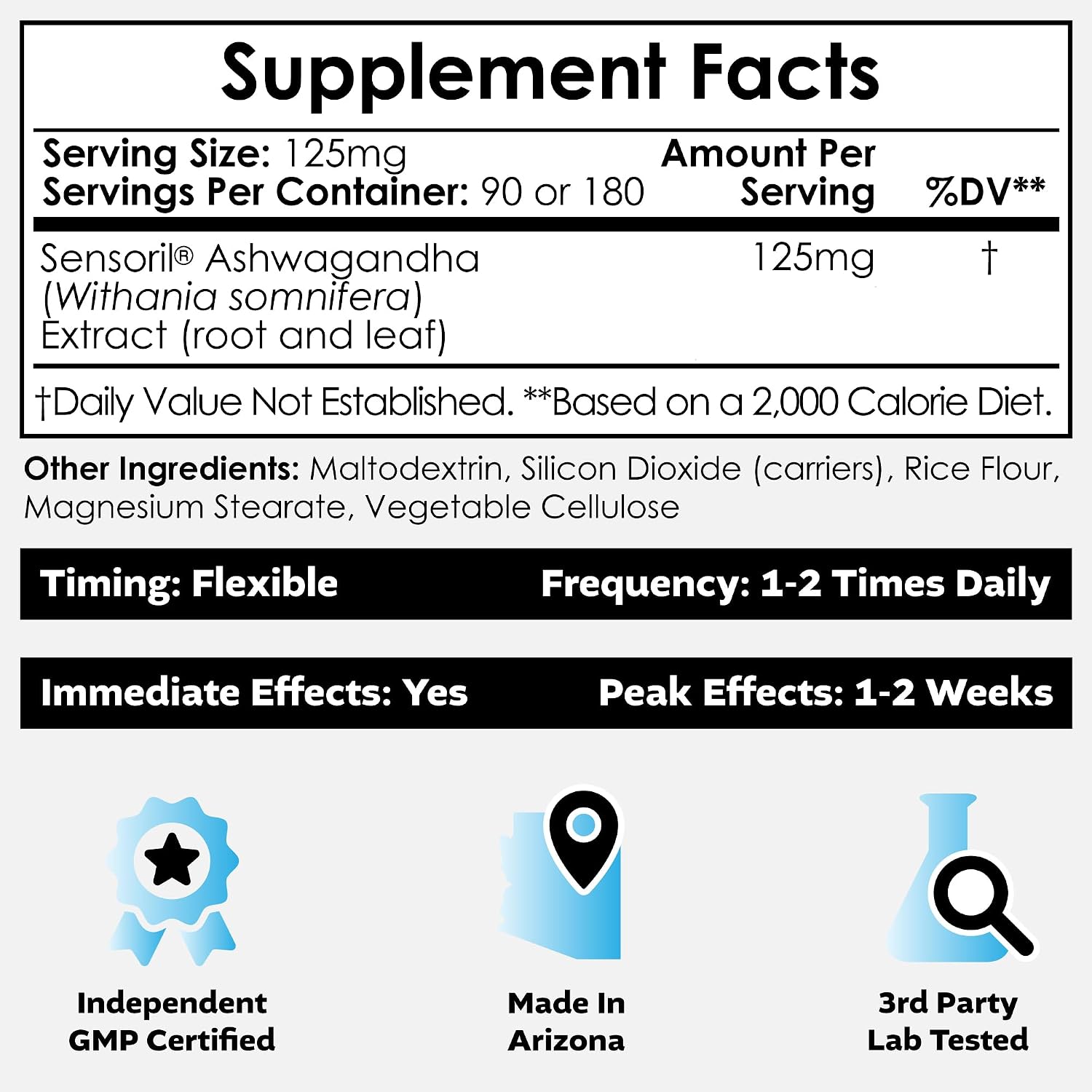 Nootropics Depot Sensoril Ashwagandha 125 mg Cápsulas, 180 unidades