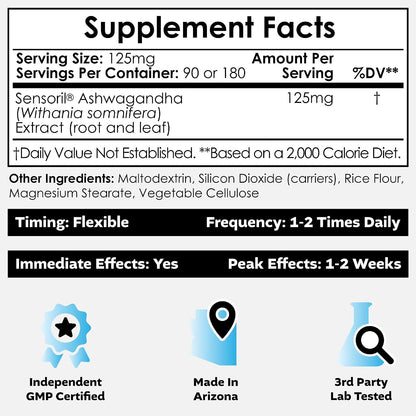 Nootropics Depot Sensoril Ashwagandha 125 mg – Cognición mental: se ha observado que favorece la claridad mental, – Image 2