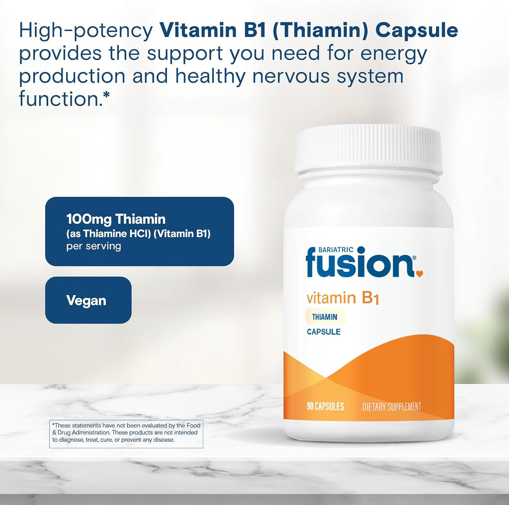 Bariatric Fusion Vitamina B1 (Tiamina) 100 mg - 90 Cápsulas para Pacientes de Cirugía Bariátrica
