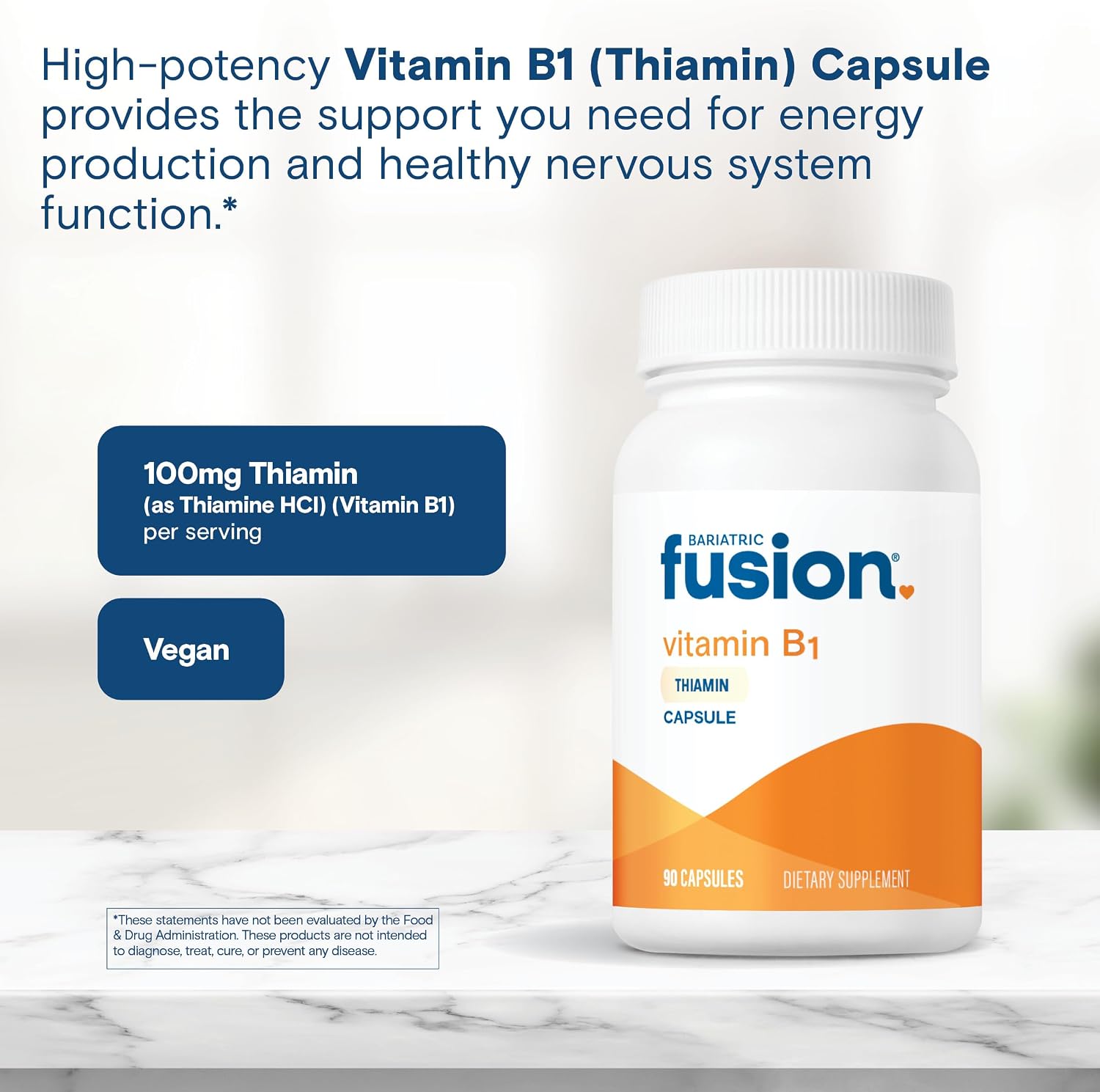 Bariatric Fusion Vitamina B1 (Tiamina) 100 mg - 90 Cápsulas para Pacientes de Cirugía Bariátrica