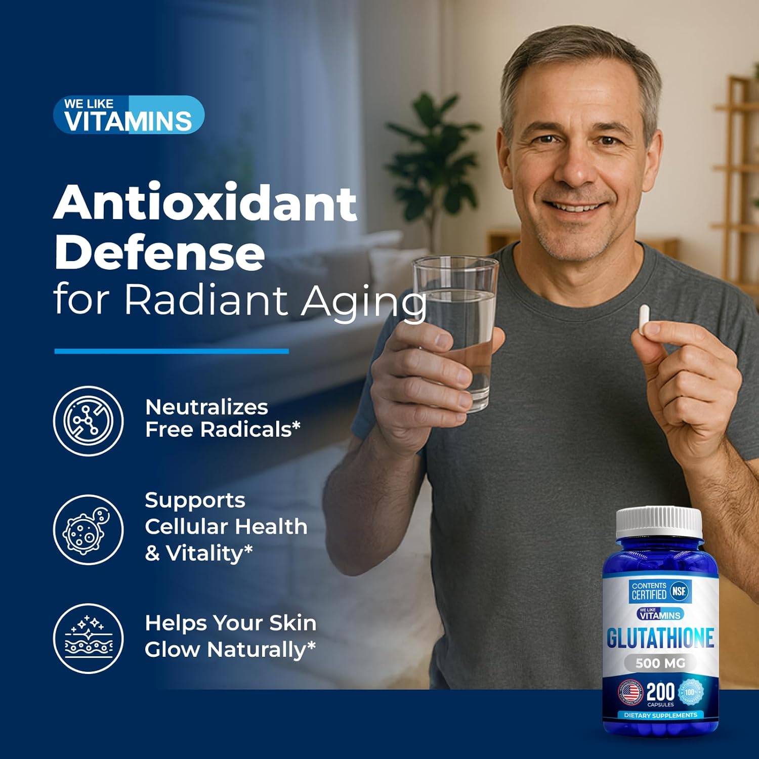 We Like Vitamins | Glutatión 500mg | 200 Cápsulas | Certificado NSF