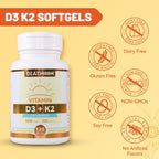 DIATMOON Vitamina D3 K2 5000 UI + 200 mcg MK-7, 120 Cápsulas Blandas