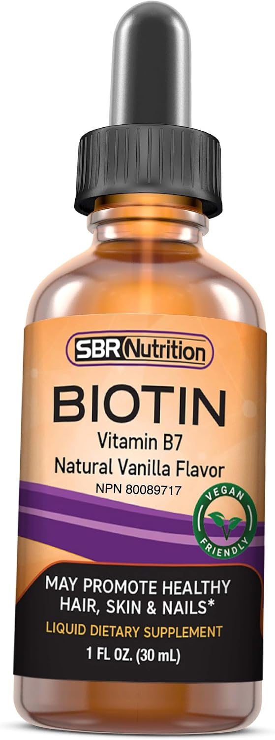 SBR Nutrition Gotas Líquidas de Biotina, 5000mcg por Dosis (60 Dosis) 30ml - Vainilla