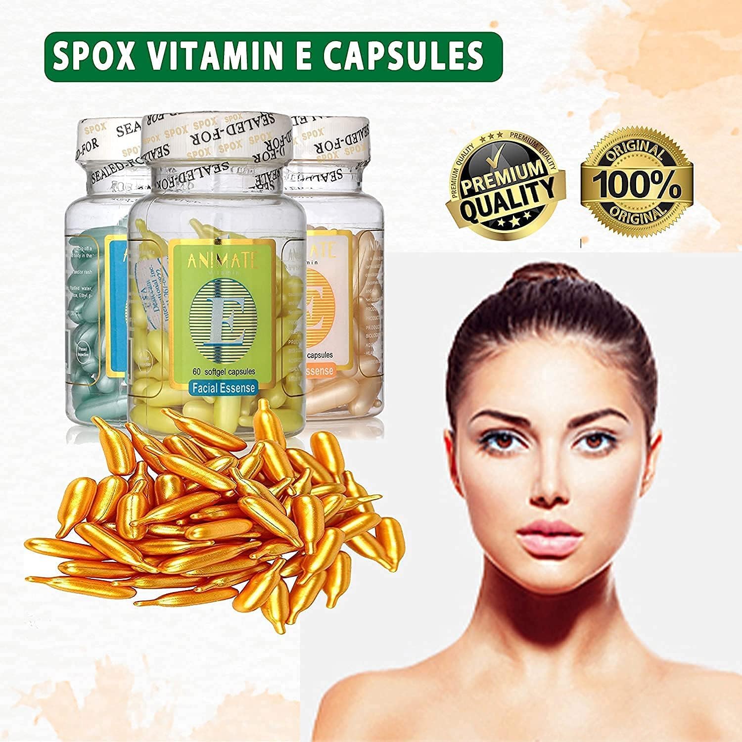 Cápsulas de Vitamina E para la Cara – Acné y Piel Brillante (60 Cápsulas)