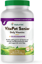 NaturVet VitaPet Senior Daily Vitamins Plus Glucosamine para Perros, 60 comprimidos masticables