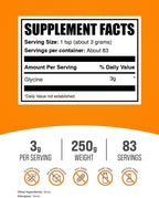 BulkSupplements Glicina en Polvo - Suplemento de Glicina, Aminoácido Puro, 250 g (8.8 oz)