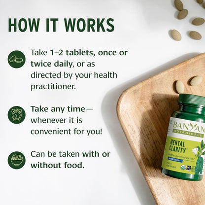 Banyan Botanicals Organic Mental Clarity - – Shankhapushpi: Conocida como un tónico cerebral, se emplea – Image 3