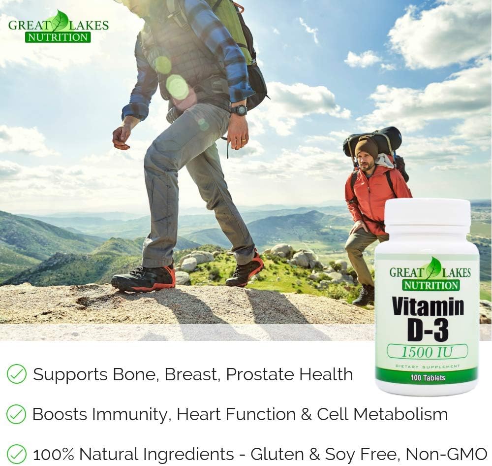 Great Lakes Nutrition Vegan Vitamin D3, 1500 IU, 100 Capsules