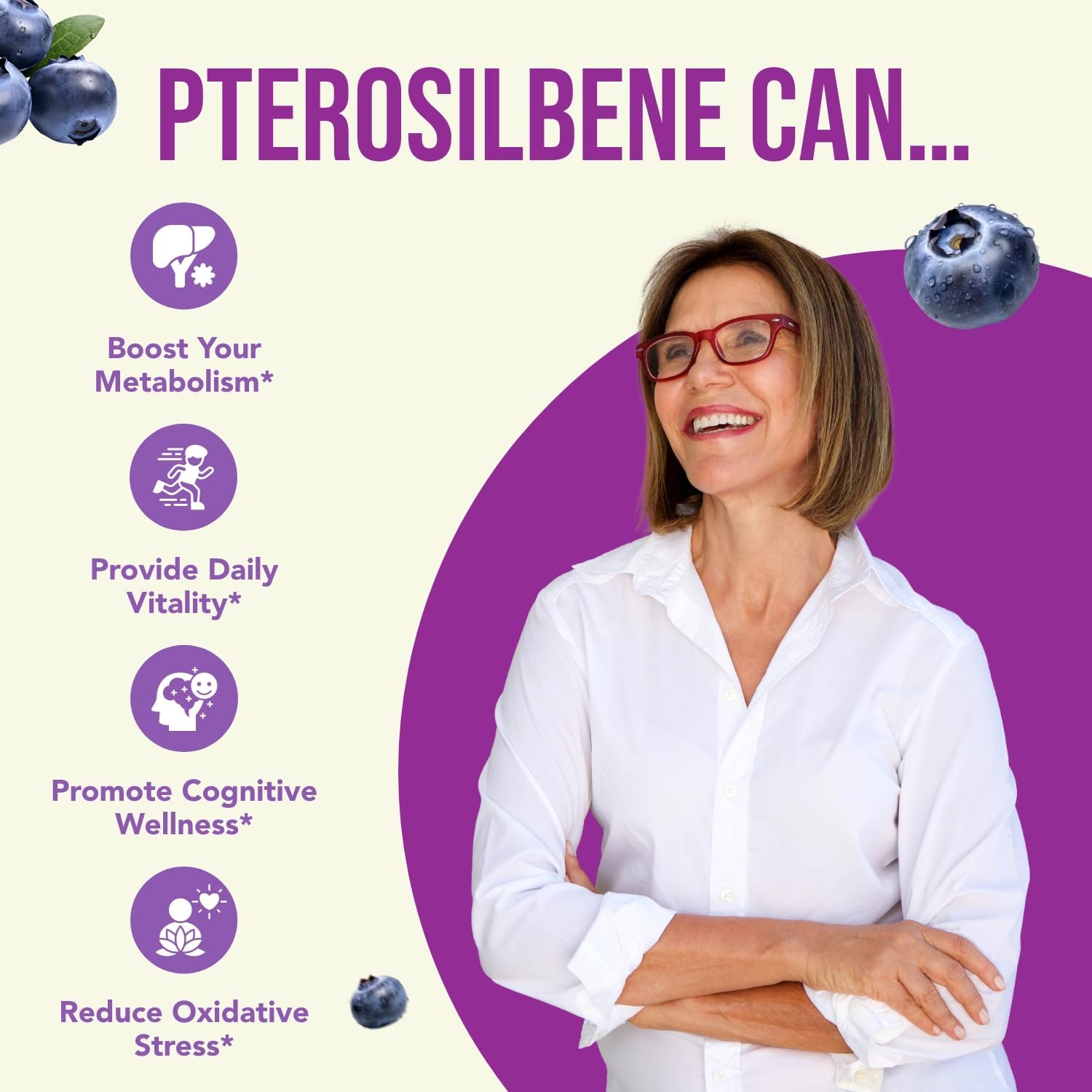 Pterostilbeno 150 mg - Suplemento Antioxidante, 180 Cápsulas