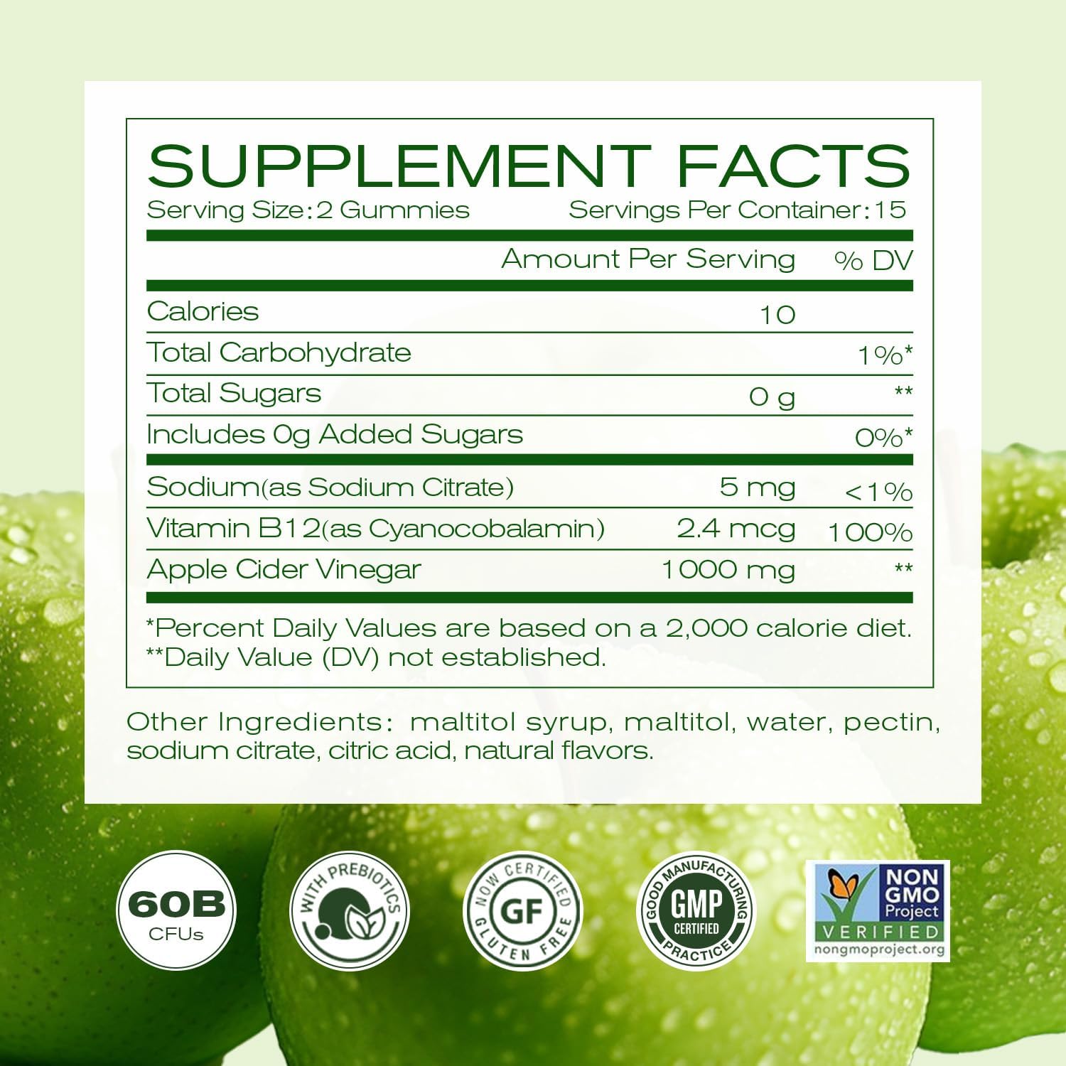 NEWELLME Gominolas de Vinagre de Manzana con Vitamina B12 Multivitamínico - Suplemento ACV Gominolas, Energía y Detox | Vegano, Sin OGM y Sin Gluten (90)