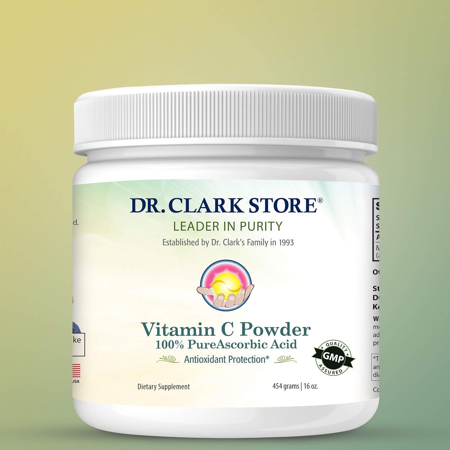 Dr. Clark Vitamina C en Polvo – Ácido Ascórbico Puro, 454 g