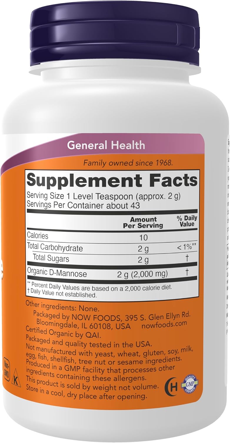 NOW Foods D-Mannose Powder - Natural Urinary Support, 85 g