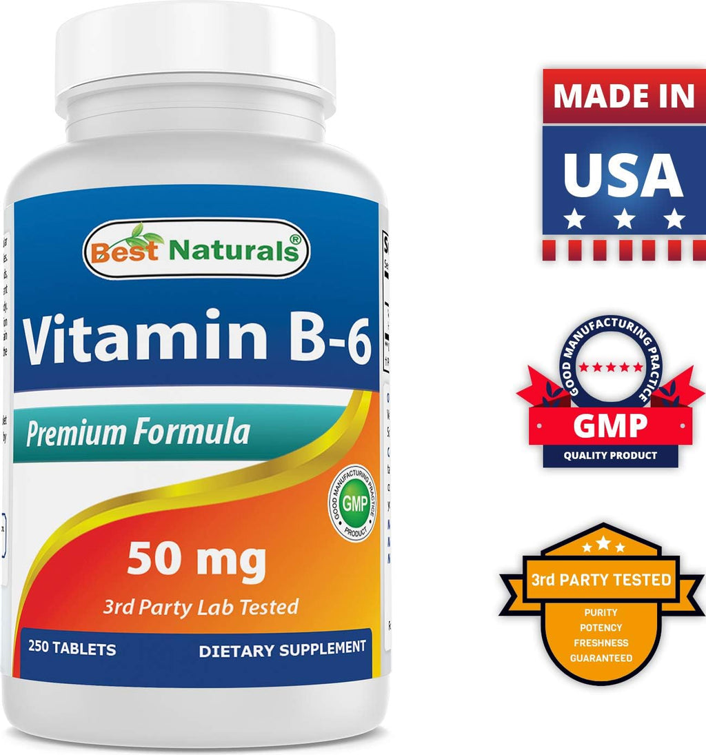 Best Naturals Vitamina B6 50 mg - 250 Comprimidos (Pack de 3)