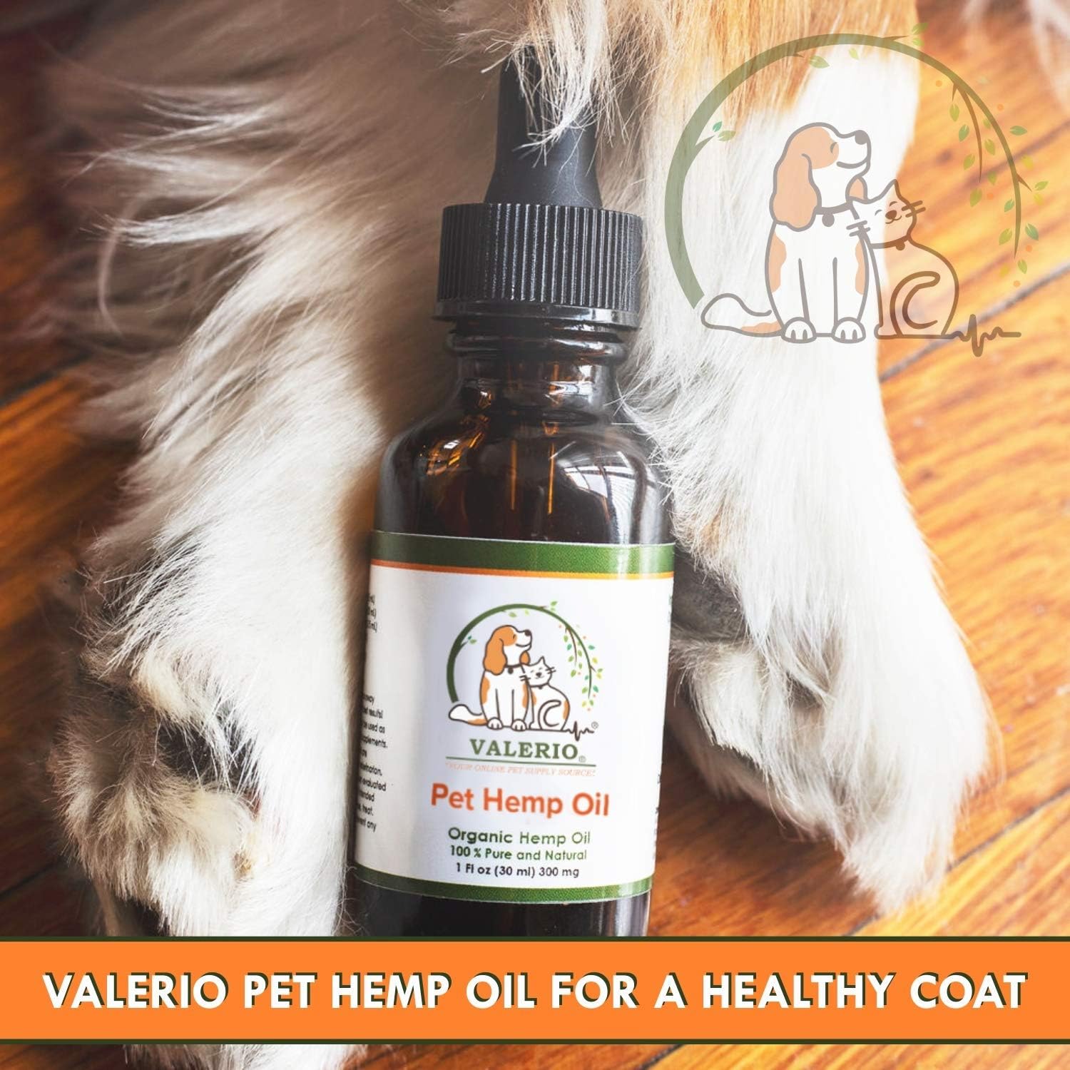 Valerio Pets Aceite de Cáñamo para Perros y Gatos - 1 Oz