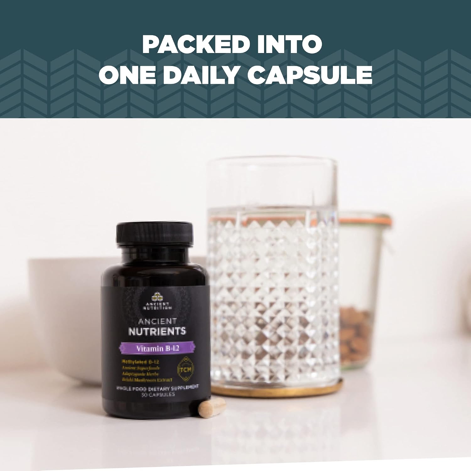 Ancient Nutrition Vitamina B12 con Metilcobalamina y Hierbas Adaptogénicas - 30 Cápsulas