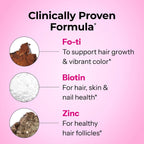 HUM Hair Strong Daily Hair Growth Gummies con Biotina, Zinc, Vitamina B12, 60 Gominolas