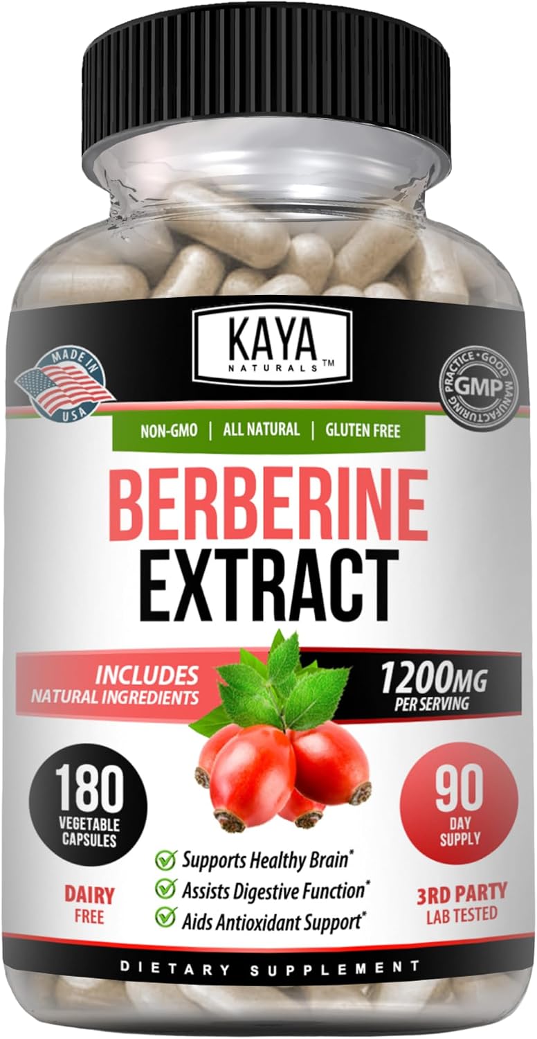Kaya Naturals Berberina HCL 1200 mg - 180 Cápsulas Vegetarianas