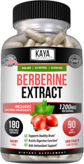 Kaya Naturals Berberina HCL 1200 mg - 180 Cápsulas Vegetarianas