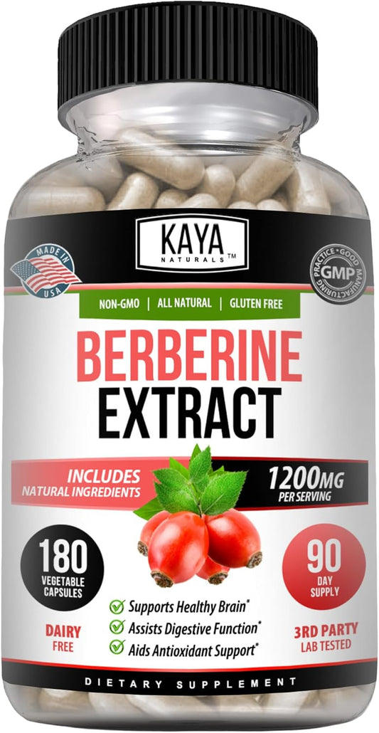 Kaya Naturals Berberina HCL 1200 mg - 180 Cápsulas Vegetarianas