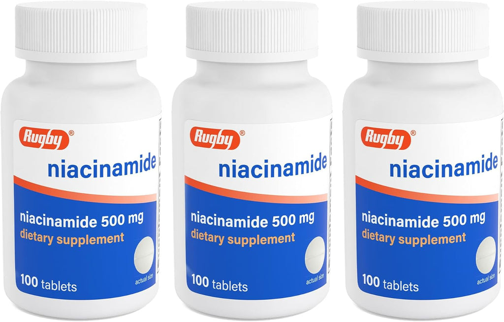 Rugby Niacinamida 500 mg - 100 Tabletas (Paquete de 3)