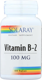 Solaray Vitamina B2 100 mg – Riboflavina, 100 Cápsulas Veganas