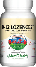Vitamin B12 Lozenges with Folic Acid and Biotin - 800 mcg Sublingual B12 Lozenges Sabor Fresa - 90 Comprimidos