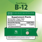 Vitamina B12 1000 mcg 75 Comprimidos de Liberación Prolongada - Nature's Truth
