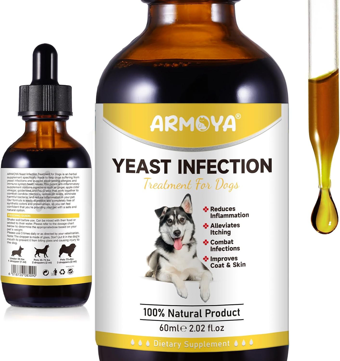 Tratamiento Natural contra la Levadura para Perros - Ayuda a Aliviar el Picor y la Inflamación - Complemento Herbal - 2 Oz