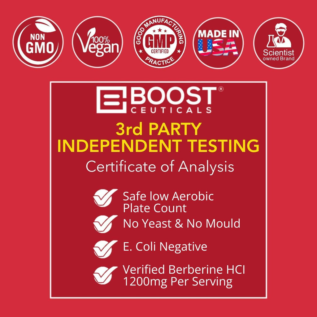 BoostCeuticals Berberina 1200mg (2 x 600mg) - Cápsulas Veganas de Berberina HCl - 60 Cápsulas