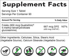 Folate 400 mcg 5-MTHF (667 mcg DFE) Methylfolate