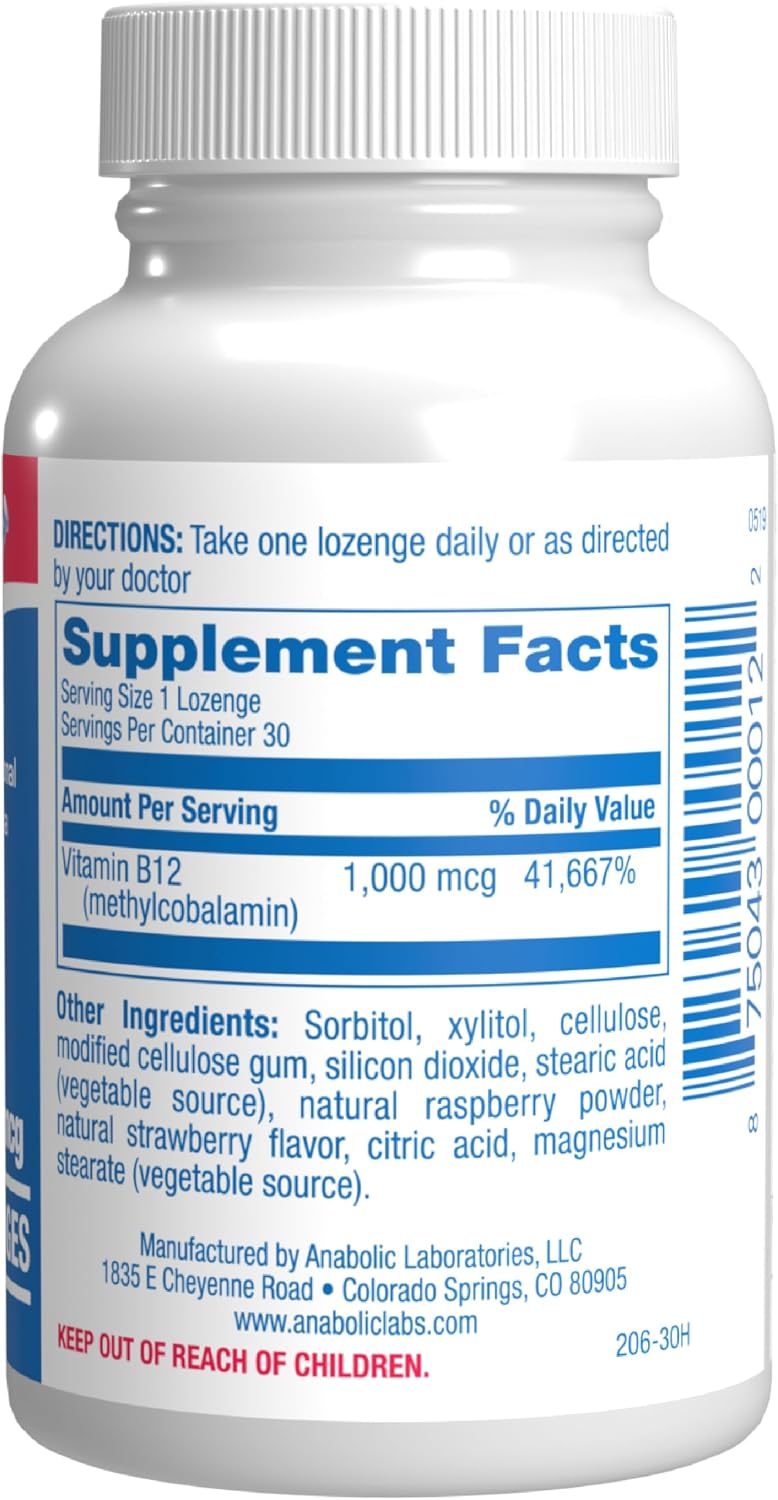 Vitamina B12 Metilcobalamina 1000 mcg - Comprimidos Sublinguales Sabor a Bayas Silvestres - 30 Unidades