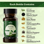 Serene Herbs 17-en-1 Cápsulas de Sea Moss con Irish Seamoss, Aceite de Semilla Negra, Ashwagandha, Cúrcuma y Bladderwrack - Apoyo Inmunológico, Energía y Digestión - Suplemento Herbal Natural - 60 Cápsulas