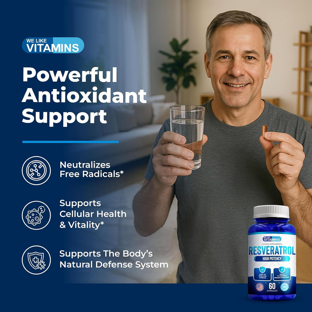 Resveratrol 1000 mg por Dosis - 180 Cápsulas Vegetales - Suplemento Antioxidante Natural