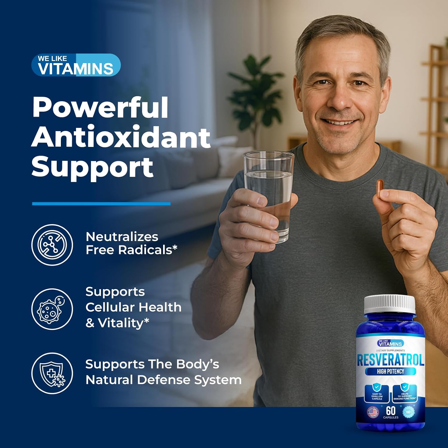 Resveratrol 1000 mg por Dosis - 180 Cápsulas Vegetales - Suplemento Antioxidante Natural
