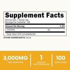 Type Zero L-Citrulina Base en Polvo, 3.000 mg por ración - 100 raciones