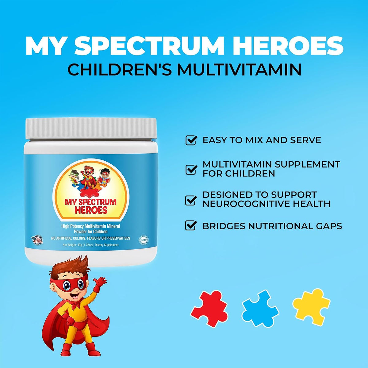 My Spectrum Heroes Multivitamínico en Polvo – Colina: Importante para el metabolismo de los lípidos y el – Image 2