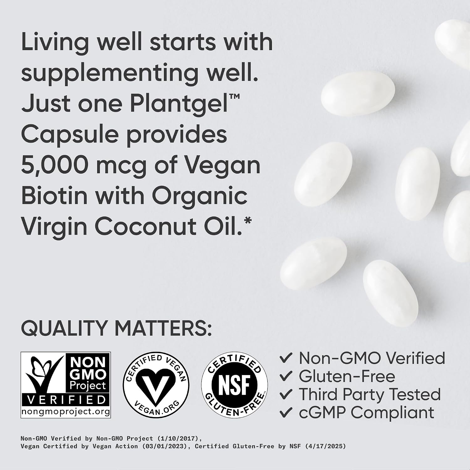 Sports Research Biotin 5000mcg with Organic Coconut Oil - 120 Veggie Capsules