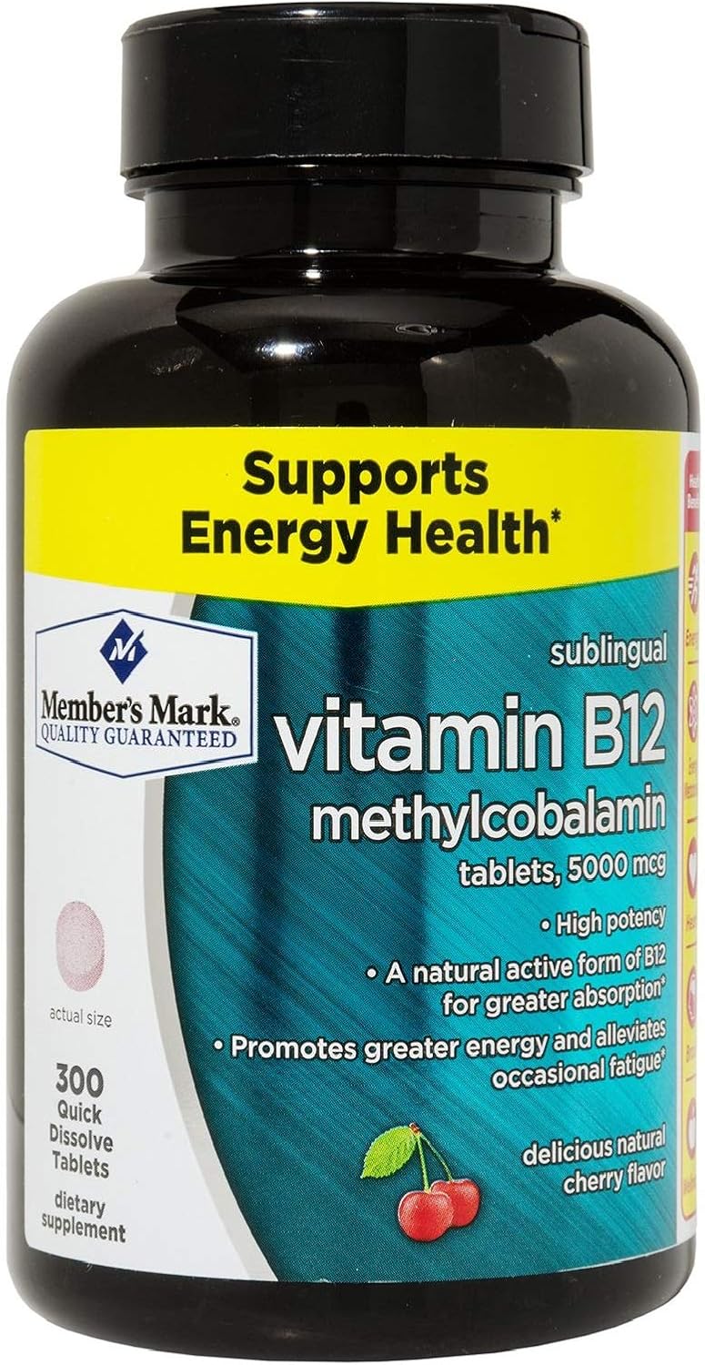 Vitamina B12 Sublingual 5000 mcg – 300 Comprimidos Sabor Cereza