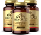 Solgar Folato 666 mcg DFE (Ácido Fólico 400 mcg) - 250 Comprimidos, Pack de 3 - Apoyo Prenatal