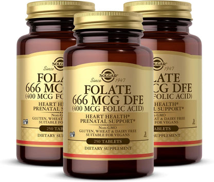 Solgar Folate 666 mcg DFE (Ácido Fólico 400 – Contribuye al crecimiento de los tejidos maternos durante el – Image 1