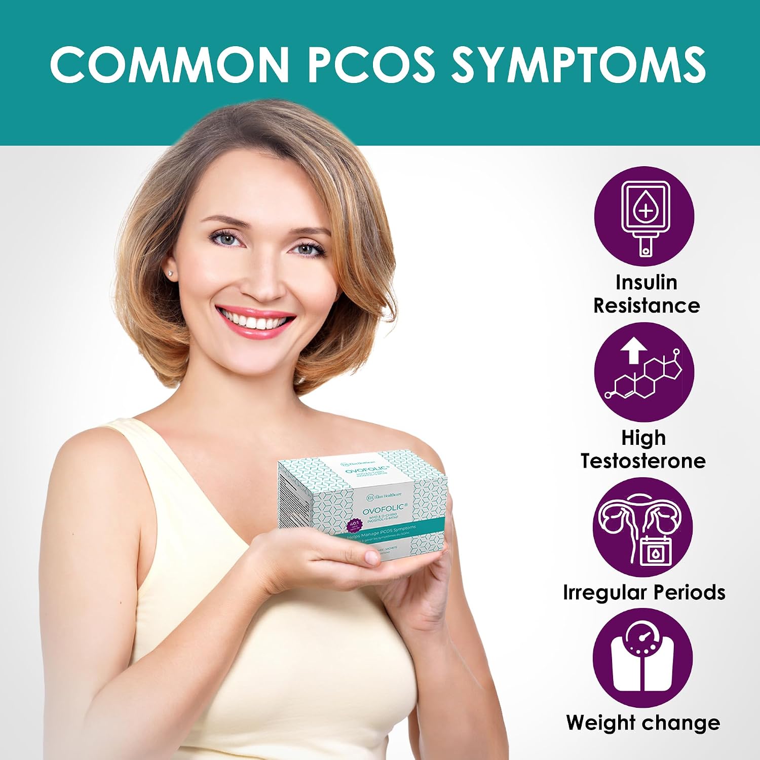Ovofolic Inositol Suplemento - Myo-Inositol y D-Chiro Inositol con Folato Activo - Ratio 40:1 - 30 sobres
