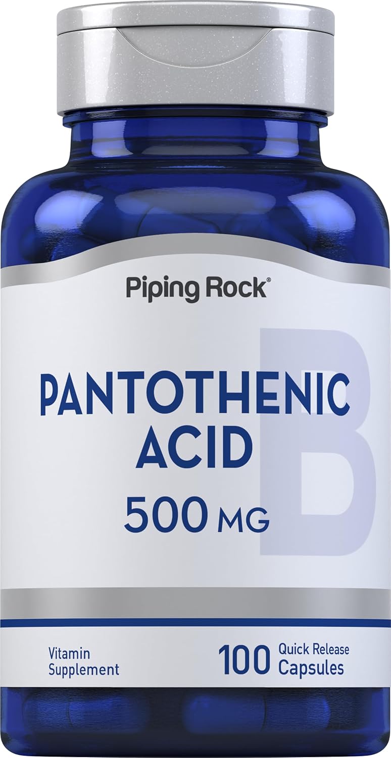 Piping Rock Ácido Pantoténico 500 mg | 100 Cápsulas | como D-Pantotenato Cálcico | Sin OGM, Sin Gluten